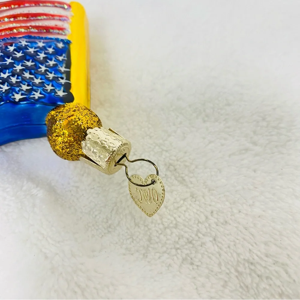 Old World Christmas Flag Star Spangled Banner Glass Ornament July 4th READ - Picture 5 of 13
